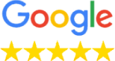 Google logo with five gold stars